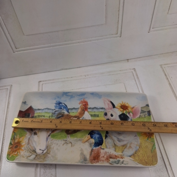 Pier 1 Imports Farm Animals Platter Rectangular Pig/Lamb/Duck/Chicken - Picture 7 of 9